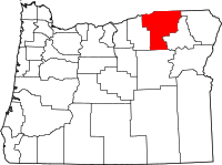 Map of Oregon highlighting أوماتيلا