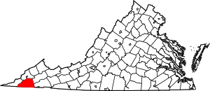 Map of Virginia highlighting Scott County