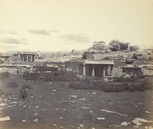 Ruins of Vijianuggur, porches in Hampi, Vijayanagara, 1868 photo.jpg