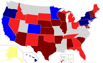 United States gubernatorial elections, 2018.svg