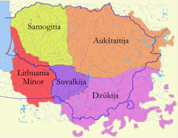 تتألف لتوانيا الصغرى من جزء كبير من پروسيا التي تشكل حالياً أوبلاست كالينن‌گراد.