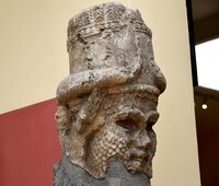 Head of lamassu. Marble, eighth century BC, from Assur, Iraq. Museum of the Ancient Orient, Istanbul.
