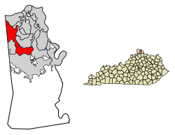 Location of Erlanger in Kenton County, Kentucky