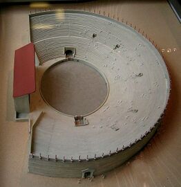 Model of the ancient amphitheatre with its stage and arena