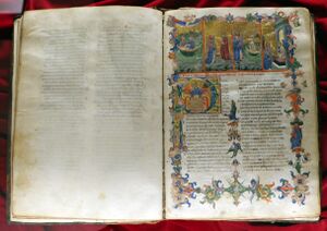 Firenze, commedia di dante, codice miniato da Simone Camaldolese e aiuti, purgatorio canto I, 1398, tempi 1, c. 32r, 01.JPG