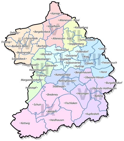 ملف:Essen Stadtteile und Stadtbezirke.svg