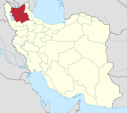 Map of Iran with East Azerbaijan highlighted