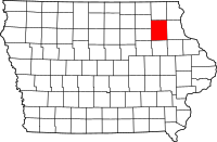 Map of Iowa highlighting فاييت
