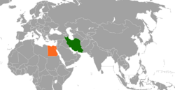 Map indicating locations of Iran and Egypt