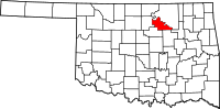 Map of Oklahoma highlighting باوني