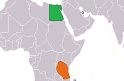 Map indicating locations of Egypt and Tanzania