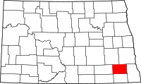 Map of North Dakota highlighting رانسوم