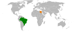Map indicating locations of Brazil and Egypt
