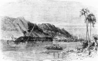 The wreckage of Diana following the 1854 Ansei-Tōkai earthquake and tsunami, Illustrated London News, 1856