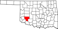 Map of Oklahoma highlighting كيوا
