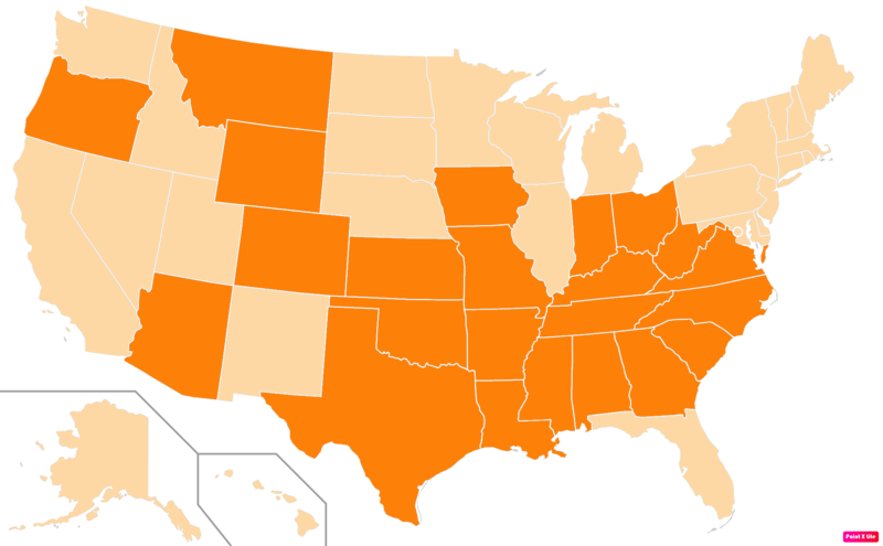 ملف:US states by Evangelical Protestant population.png
