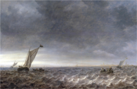 Sailing and Row boats in an Estuary (1640), oil on panel, 77 x 116 cm., Museum De Lakenhal
