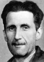 Anarcho-syndicalist Rudolf Rocker (left) and English democratic socialist George Orwell (right) were both influences on the young Chomsky.