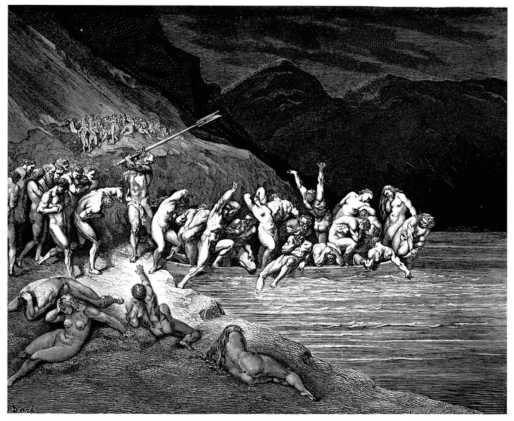 ملف:Gustave Doré - Dante Alighieri - Inferno - Plate 10 (Canto III - Charon herds the sinners onto his boat).jpg