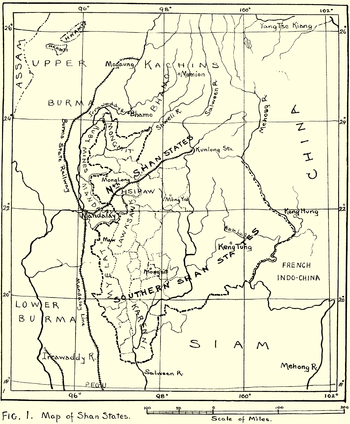خريطة 1917 لدويلات شان البريطانية
