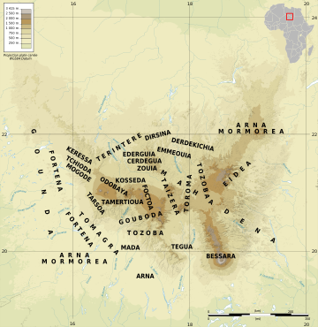 Map showing the distribution of clans in the Tibesti Mountains