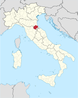 Map highlighting the location of the province of Forlì-Cesena in Italy