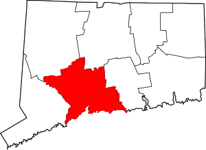 Map of Connecticut highlighting New Haven County