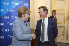 Kristersson with German Chancellor Angela Merkel in 2017.