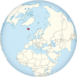 Map showing Iceland in an orthographic projection