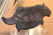 Mudstone palette in the form of a hippopotamus. Predynastic, Naqada I. 4000-3600 BC. EA 29416. (British Museum)
