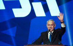 بنيامين نتنياهو في مقر حزب الليكود بتل أبيب عشية الانتخابات، 18 سبتمبر 2019.