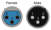 XLR connector, showing the notch for alignment.