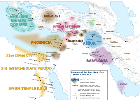 خريطة للشرق الأدنى عام 900 ق.م.