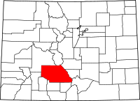 Map of Colorado highlighting ساغواتش