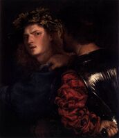 The Bravo, an example of a painting often attributed to Titian or Giorgione, but also to Palma Vecchio[10]