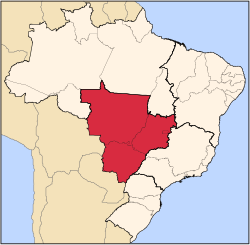 موقع الاقليم الأوسط الغربي في البرازيل.