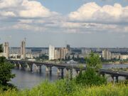 The Dnieper River passes through many cities — notably Kyiv, the capital of Ukraine. In Kyiv, more than seven bridges cross the river.
