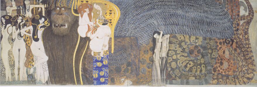 Section of the Beethoven Frieze by Gustav Klimt in the Secession Building (1902)