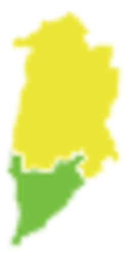 موقع منطقة القنيطرة (باللون الأصفر) في محافظة القنيطرة