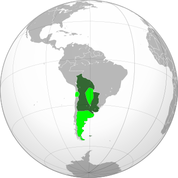 Viceroyalty of the Río de la Plata and de jure extension (light green)