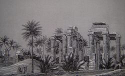 معبد بطلمي قديم في أنتايپوليس في أوائل ع. 1800، من كتاب وصف مصر.