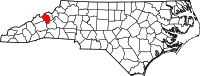 Map of North Carolina highlighting يانسي