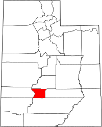 Map of Utah highlighting بيوتي