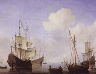 Ships riding quietly at anchor c. 1670s