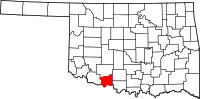 Map of Oklahoma highlighting كوتون