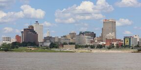 Memphis skyline from a boat on the Mississippi River