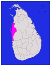 Area map of Puttalam District, lying along the western coast, in the North Western Province of Sri Lanka