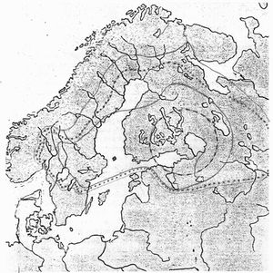 Hand-drawn map of Swedish expansion