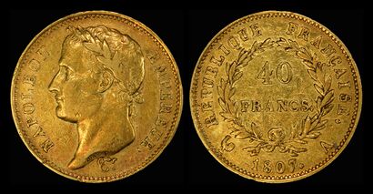 1807 40 gold francs, now depicting Napoleon as Emperor