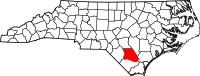 Map of North Carolina highlighting بلادين